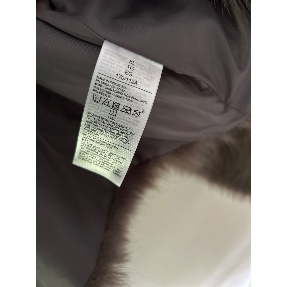 Old Navy Womens XL Gray Faux Fur Shaggy Cropped Jacket Coat Lined Charcoal - Picture 5 of 5